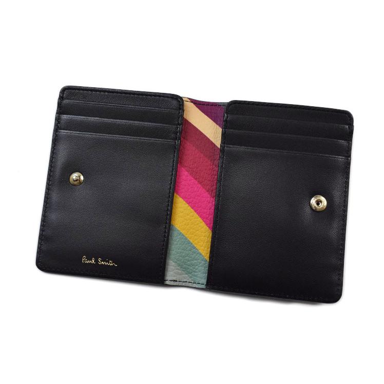ポールスミス Paul Smith 財布 スワールトリム 2つ折り財布　ブラック Paul Smith（ポール・スミス） 財布 レディース 二つ折り財布