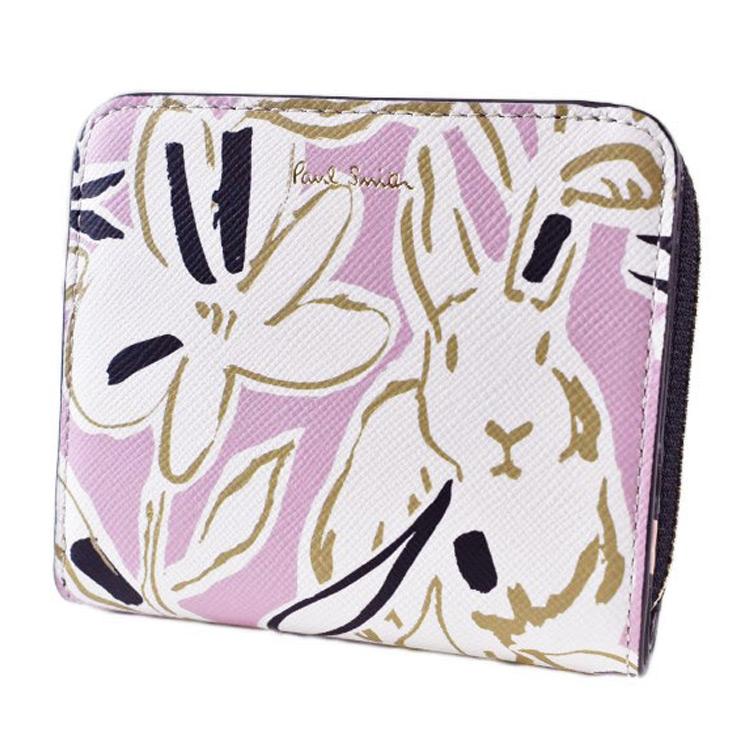 Paul Smith ポールスミス 二つ折り財布 折財布 レモンプリント ピンク