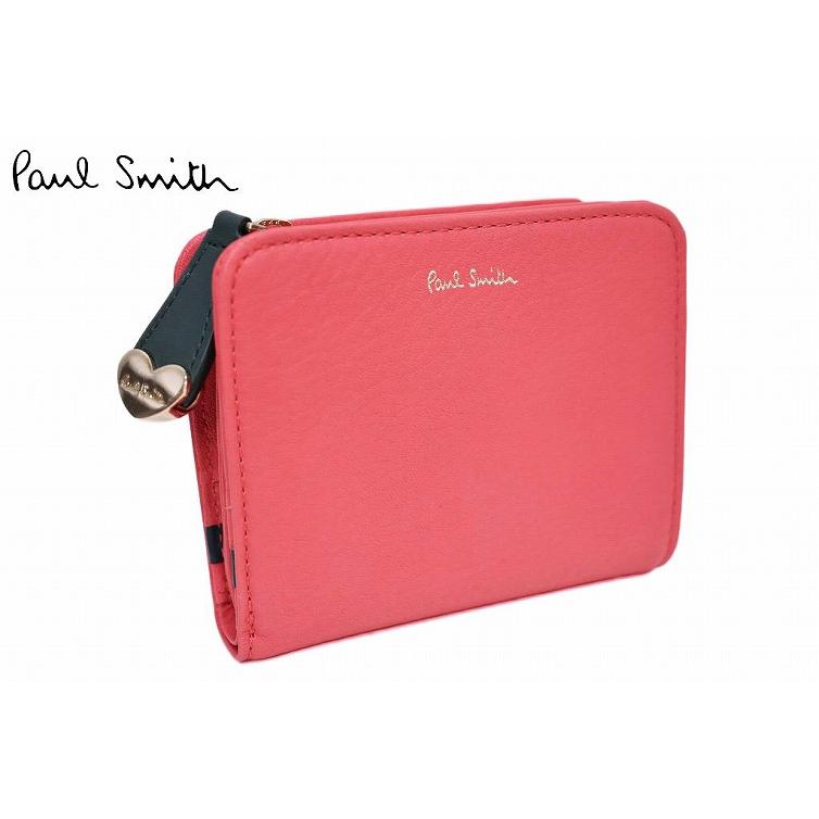 セール特価 レディース 婦人 女性 コーラルピンク L字ファスナー 専用箱付 ハートプル2 Smith Paul レディース 二つ折り財布 財布 ポールスミス 二つ折り財布 ブランド ウォレット 財布