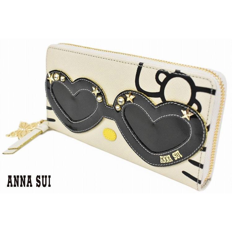 アナスイ ブランド ラウンドファスナー レディース 長財布 ファッション 婦人 コラボ 財布 Sui Anna 女性 白 キティちゃん キティ 専用箱付 ハローキティ アイボリー 女性 婦人 本革