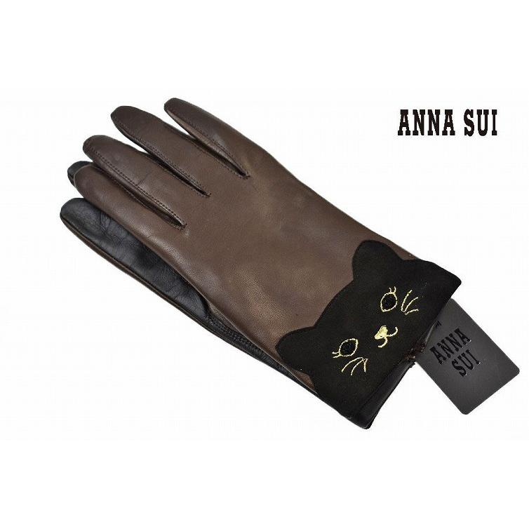 アナスイ 手袋 レディース ブランド 刺繍 ストーン キャット デザイン 防寒 グローブ ブラウン 茶 21cm 女性 婦人 冬 ネコ 本革 16 W7646 Cuore ヤフー店 通販 Yahoo ショッピング