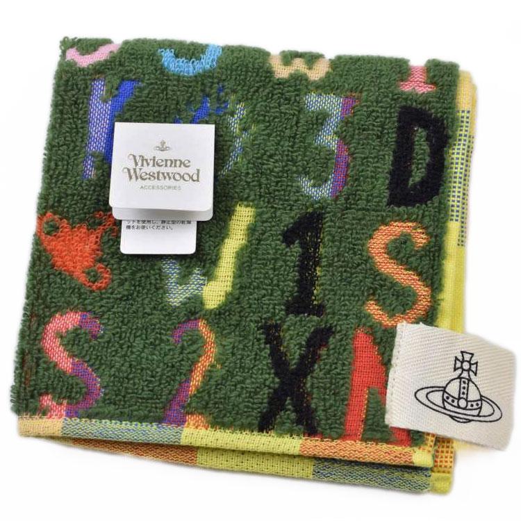 Vivienne Westwood タオルハンカチ ブラック グリーン大判 Vivienne Westwood（ヴィヴィアンウエストウッド） ヴィヴィアン