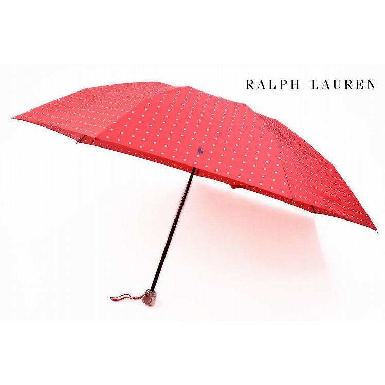 ポロ ラルフローレン 雨傘 折りたたみ 傘 レディース ブランド POLO Ralph Lauren ドット 赤 レッド 白 ホワイト 55cm｜cuore777