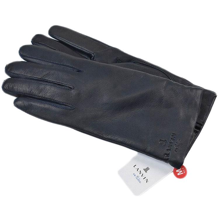 ランバン オン ブルー 手袋 レディース ラムレザー エンボス ロゴ  