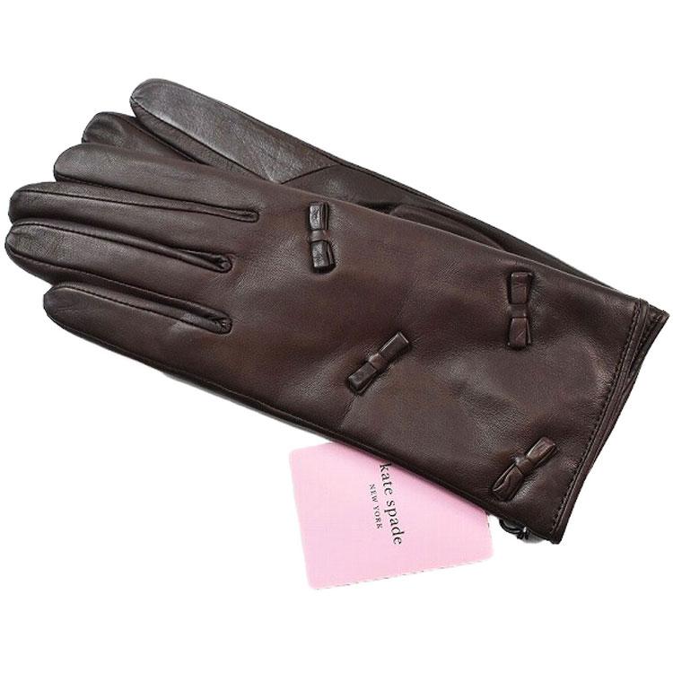 ケイトスペード・スマホ対応 レザー手袋 21（ダークグリーン・羊革・裾スペード ケイトスペード・スマホ対応 レザー手袋 21（ダークグリーン・羊