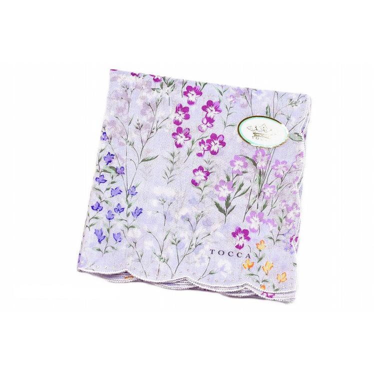 出産祝いなども豊富 ハンカチ ブランド 女性 トッカ 大判 1枚 レディース 日本製 ラベンダー パープル ロゴ フラワー 花 デザイン 婦人