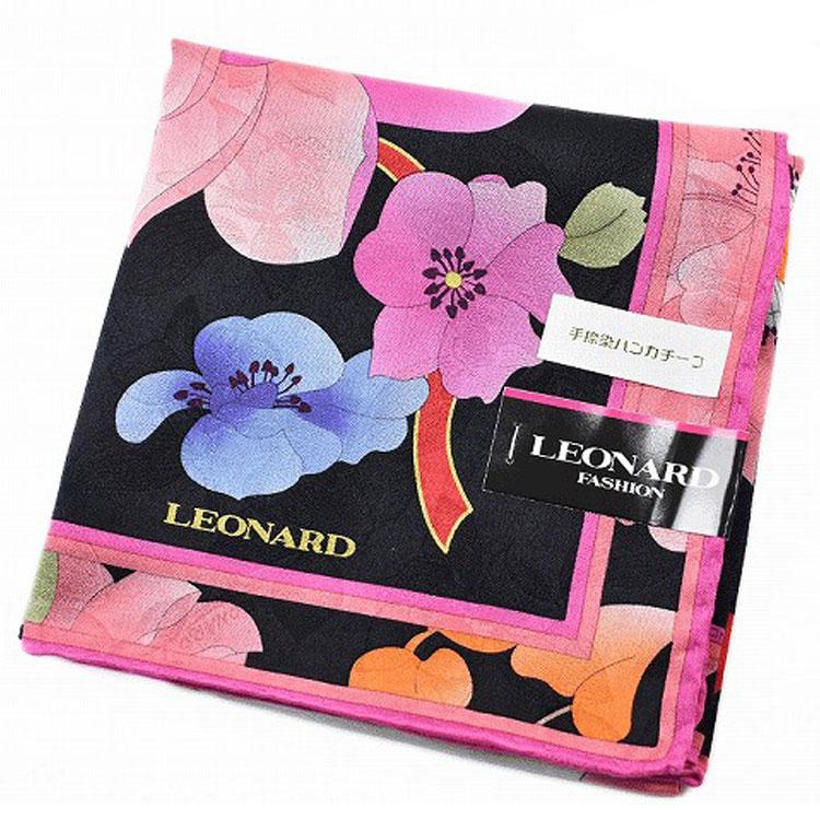 LEONARD（レオナール） 大判 ハンカチ レディース 1枚 ブランド シルク 