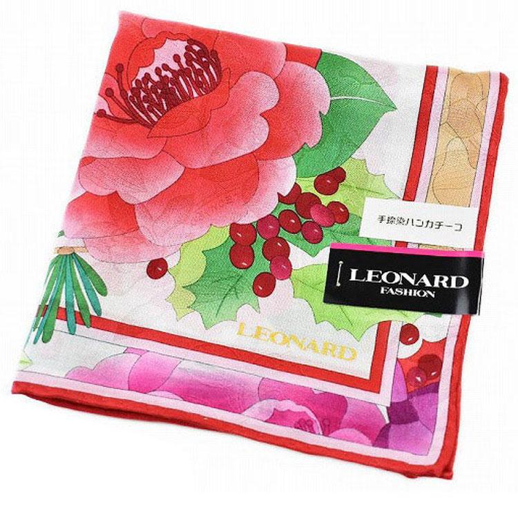 LEONARD（レオナール） 大判 ハンカチ レディース 1枚 ブランド シルク 