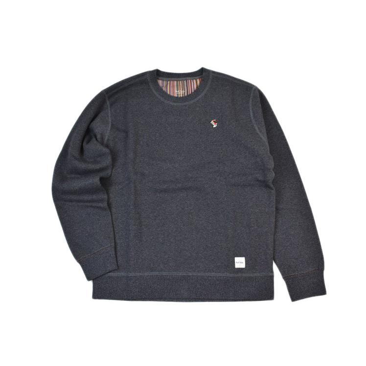 ルームウェア メンズ 上下 セットアップ 裏起毛 スウェット ポールスミス クリスタルラビット 刺繍 長袖 クルーネック ロングパンツ M L LL ブラック チャコール | Paul Smith | 01