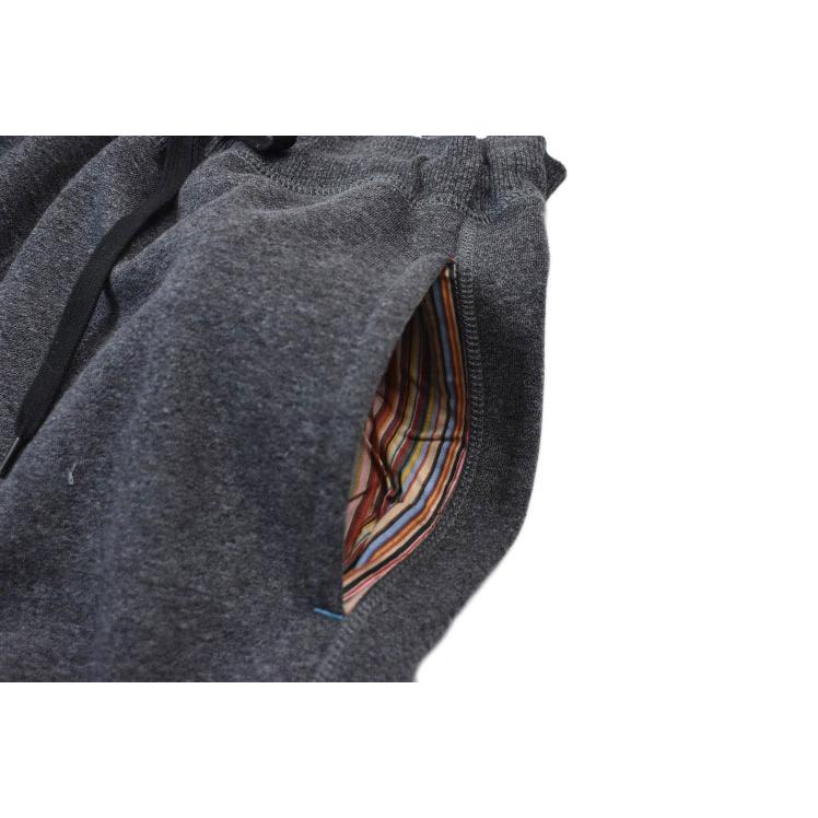 ルームウェア メンズ 上下 セットアップ 裏起毛 スウェット ポールスミス クリスタルラビット 刺繍 長袖 クルーネック ロングパンツ M L LL ブラック チャコール | Paul Smith | 06