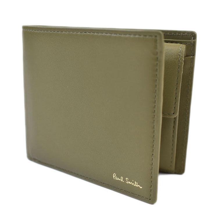【新品】 ポールスミス✨マルチトリムインサイド 折り財布 カーキ 2つ折り財布 Paul Smith（ポール・スミス） 財布 メンズ 二つ折り マルチストライプ