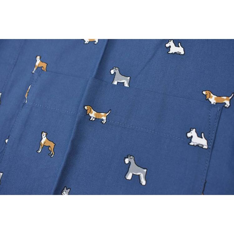 パジャマ メンズ ポールスミス ドッグ Dogs プリント 長袖 ロングパンツ 前開き 上下 セット ホームウェア M L LL 青 ダーク ブルー プレゼント ギフト 父の日 | Paul Smith | 03