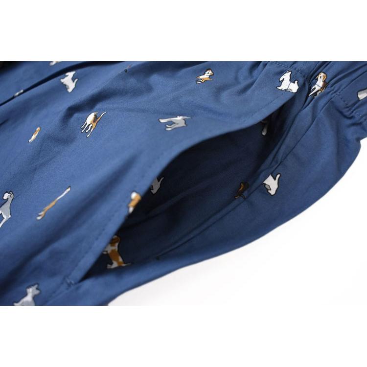 パジャマ メンズ ポールスミス ドッグ Dogs プリント 長袖 ロングパンツ 前開き 上下 セット ホームウェア M L LL 青 ダーク ブルー プレゼント ギフト 父の日 | Paul Smith | 05