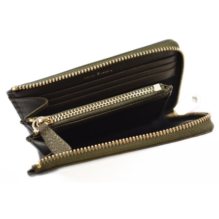 二つ折り財布 ポールスミス ミニ財布 L字 ファスナー カードケース メンズ カラースロット 専用箱付 カーキ 男性 紳士 本革 | Paul Smith | 01