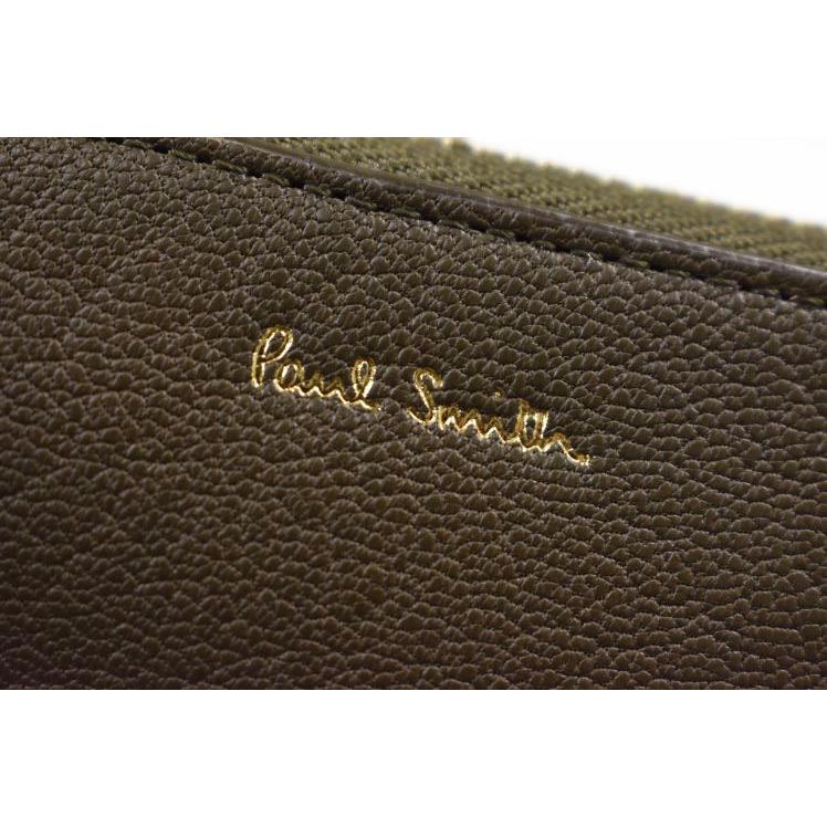 二つ折り財布 ポールスミス ミニ財布 L字 ファスナー カードケース メンズ カラースロット 専用箱付 カーキ 男性 紳士 本革 | Paul Smith | 02