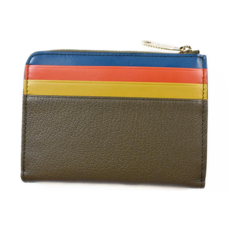 二つ折り財布 ポールスミス ミニ財布 L字 ファスナー カードケース メンズ カラースロット 専用箱付 カーキ 男性 紳士 本革 | Paul Smith | 04