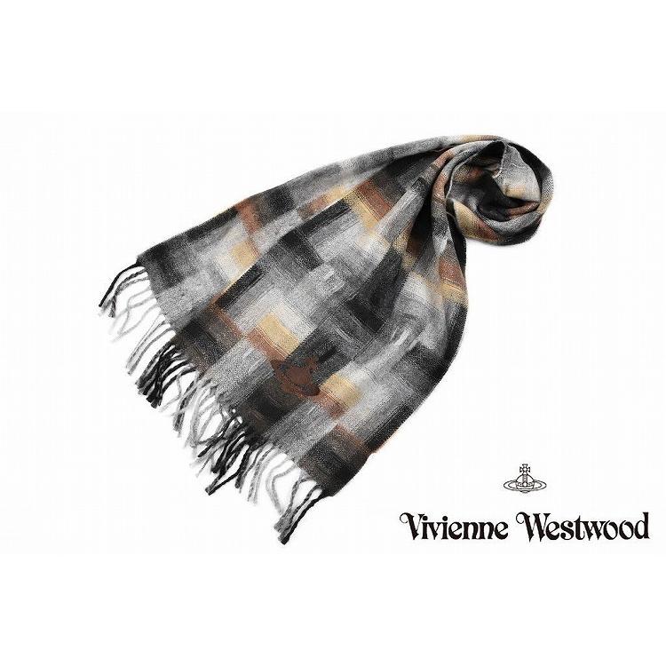 数量は多 ウエストウッド ヴィヴィアン マフラー ブラウン グレー ブロックチェック Westwood Vivienne メンズ マフラー ウエストウッド ヴィヴィアン 財布 帽子 ファッション小物