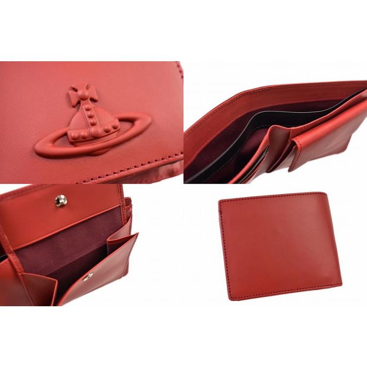 ヴィヴィアン ウエストウッド 二つ折り 財布 メンズ ブランド Vivienne Westwood フラップ 専用箱付 ラバーカラー オーブ 赤  レッド 男性 紳士 本革