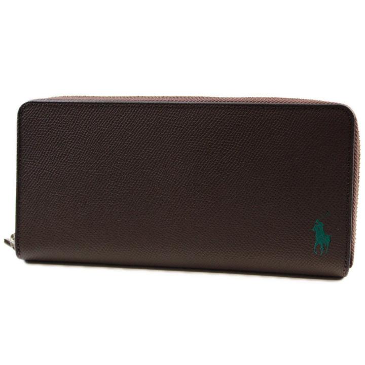 【新品未使用】POLO RALPH LAUREN 牛革 長財布 ブラウン POLO RALPH LAUREN（ポロ・ラルフローレン） 財布 エンボスレザー