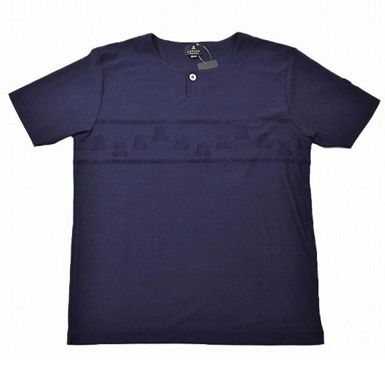 ランバン コレクション 半袖 カットソー メンズ ブランド LANVIN COLLECTION ルームウエア ロゴ ヘンリーネック M L LL ネイビー | LANVIN COLLECTION
