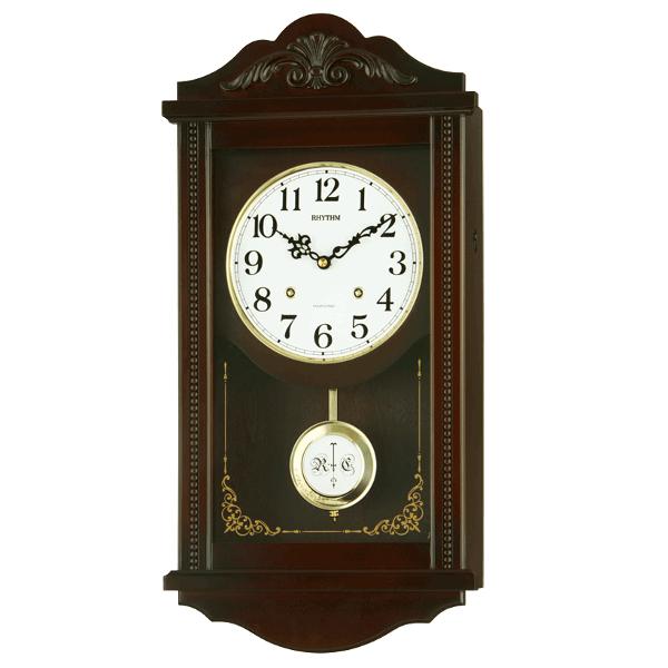 【待望★】 RHYTHM　リズム　掛時計　クオーツ時計　報時時計　アタシュマンR　4MJA01RH06 掛け時計、壁掛け時計
