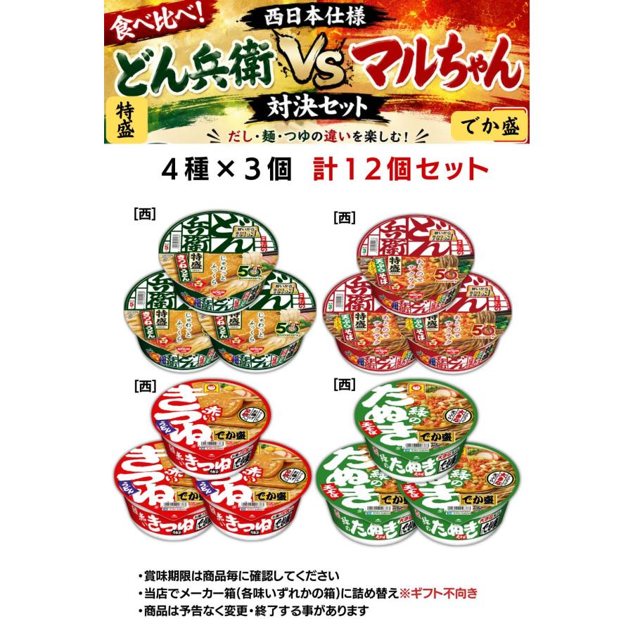 27個！カップ麺 詰め合わせ 大盛り 激盛り セット 特盛 でか盛り 西向け カップ麺 4種12個セット どん兵衛 赤いきつね 緑