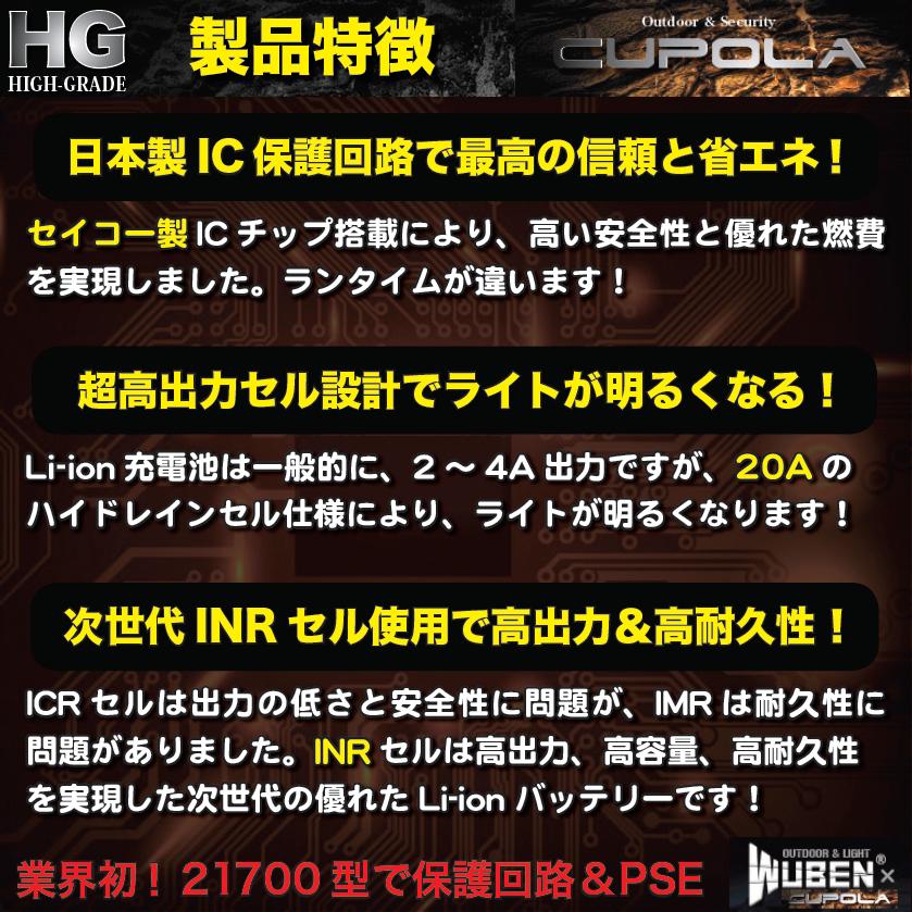 21700リチウムイオン充電池3 7v 4800mah ハイドレイン プロテクト回路付き Pseマーク取得 日本製icチップ仕様 超高出力 Li Ion バッテリー 防災 Cupola Battery 18650 4800mah Cupola 通販 Yahoo ショッピング