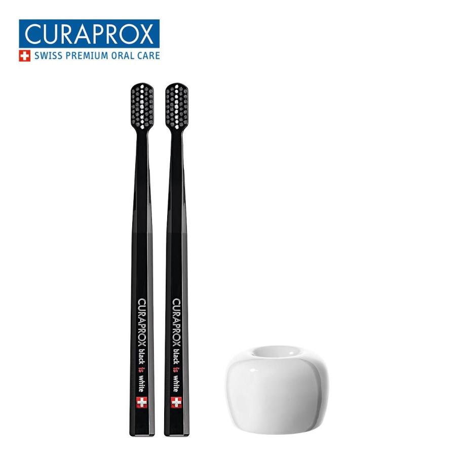 クラプロックス　歯ブラシ ブラックisホワイト（黒×黒）2本セット+歯ブラシスタンド（白） |  | 01