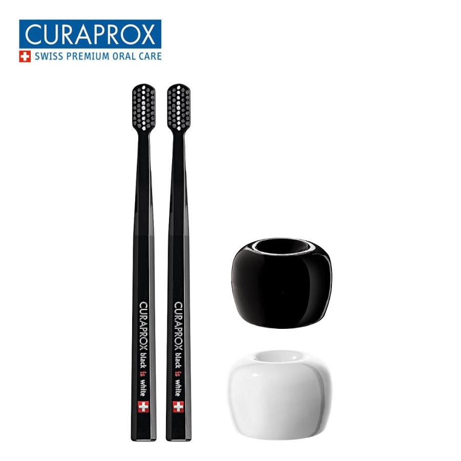 クラプロックス　歯ブラシ ブラックisホワイト（黒×黒）2本セット+歯ブラシスタンド（黒×白） |  | 01