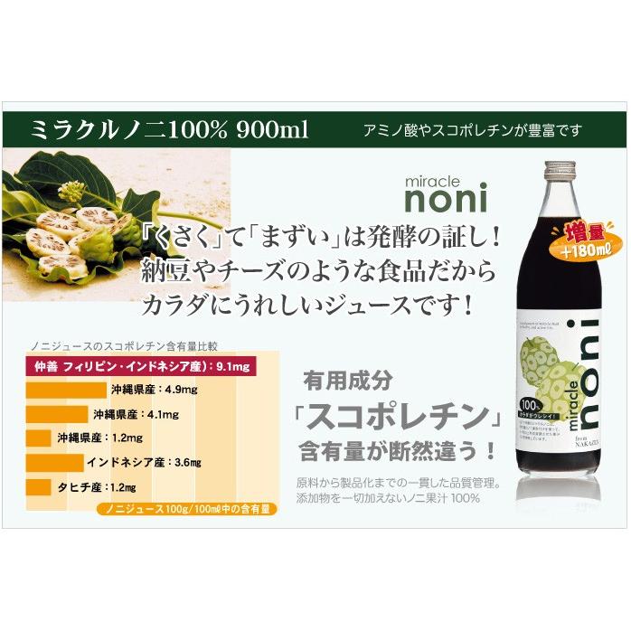 送料無料! 仲善(なかぜん)ミラクルノニ100% 900ml 3本セット 送料無料! 仲善(なかぜん)ミラクルノニ100% 900ml 3本セット