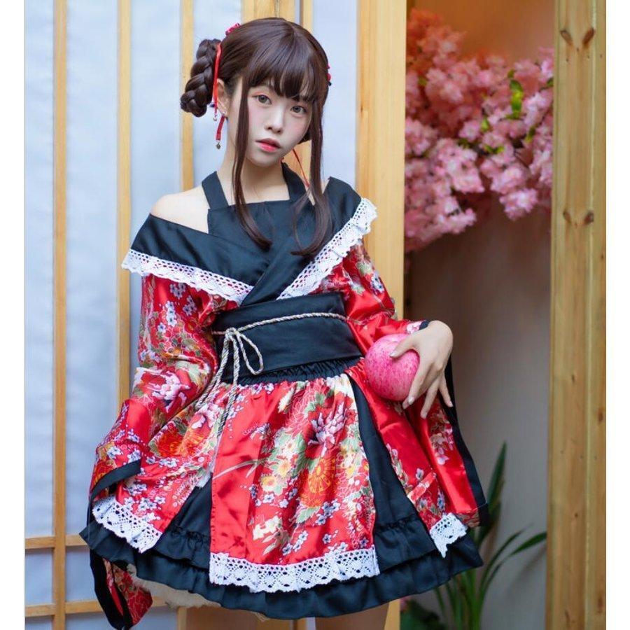 和服 ワンピース ゴスロリ 着物5点セット レディース コスチューム衣装 
