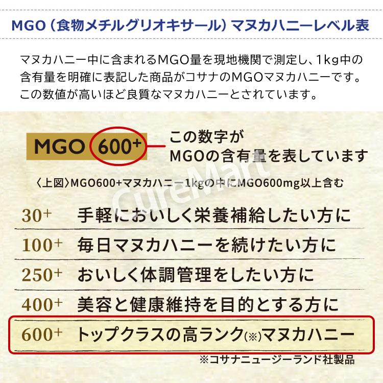 コサナ マヌカハニー MGO600+ 500g ニュージーランド産 cosana 大容量 ボトル容器 マヌカハニー はちみつ マヌカハチミツ メチルグリオキサールの画像