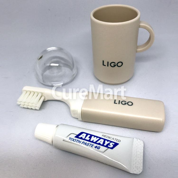 LIGO ミニコップ付 ハミガキセット ベージュ LG500BE +歯みがき粉4g