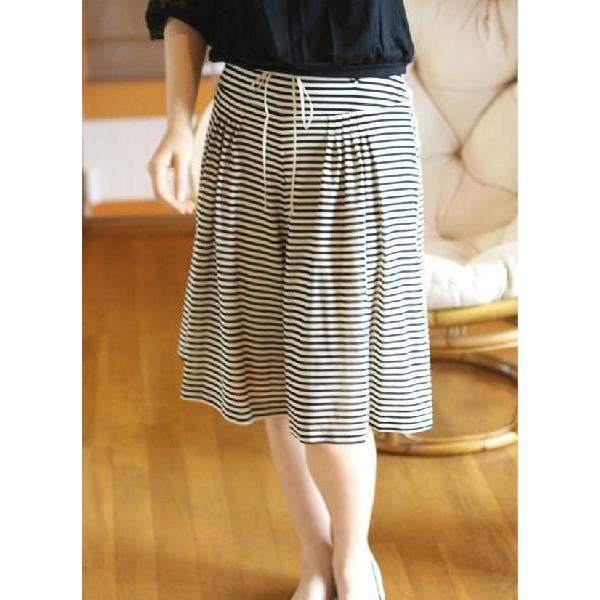 ボーダー リゾート キュロットパンツ ガウチョパンツ（返品交換ギフト包装不可）レディース 9号 Mサイズ 骨格ウェーブ ボトムス 婦人服 春夏 ハーフパンツ | 
