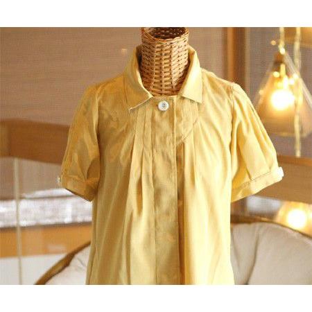 光沢 半袖 ロング ブラウス ジャケット スプリングコート（返品交換ギフト包装不可）送料無料 レディース 婦人服 9号 Mサイズ パフスリーブ 骨格ウェーブ 綿混 |  | 01