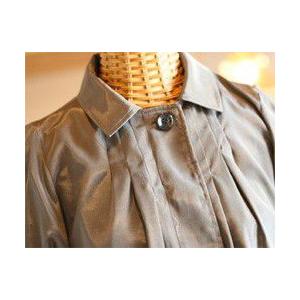 光沢 半袖 ロング ブラウス ジャケット スプリングコート（返品交換ギフト包装不可）送料無料 レディース 婦人服 9号 Mサイズ パフスリーブ 骨格ウェーブ 綿混 |  | 03