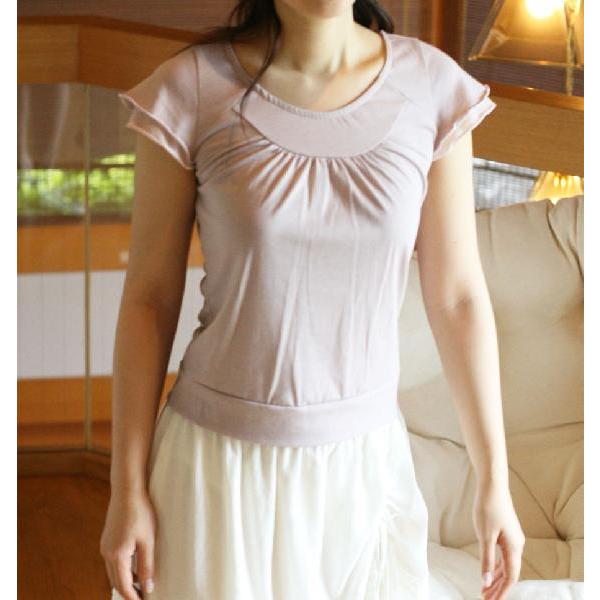 シフォン フレンチスリーブ 半袖 トップス（返品交換ギフト包装不可）レディース 女性 かわいい 9号 Mサイズ ファッション トップス 骨格ウェーブ コットン