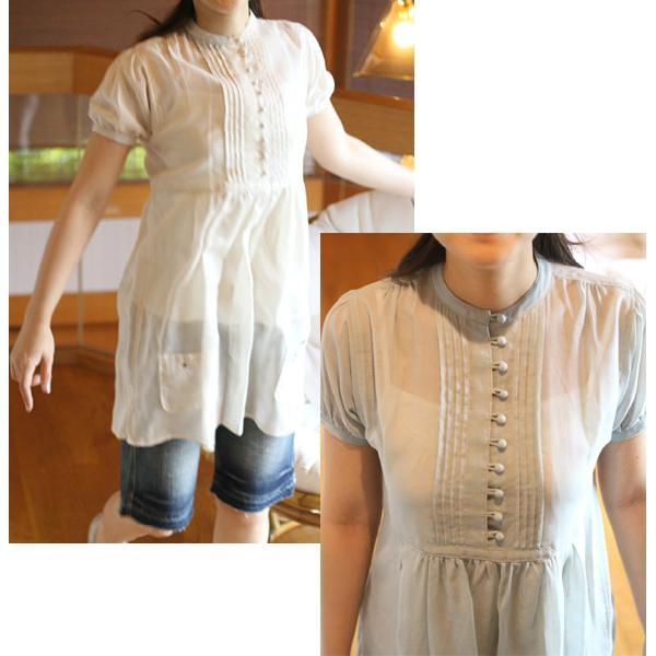 選べるレディース服3点福袋対象商品 linenvoile チュニック ブラウス（返品交換ギフト包装不可）レディース 女性  9号 Mサイズ 半袖 トップス バンドカラー