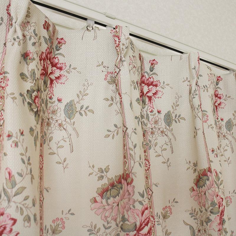Rosalita+ 花柄カーテン 150x250cm 2種の花のデザインを重ねたボタニカル柄プリントのボイルレース