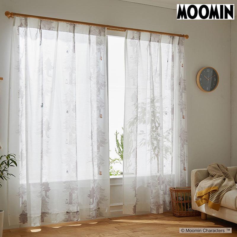 MOOMIN（ムーミン） レースカーテン ブート グレー 幅100×丈176cm 1枚