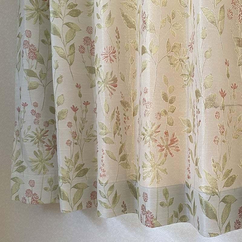 エレガントな花柄 非遮光カーテン 1枚入り 幅200×178?200cm丈 形状記憶