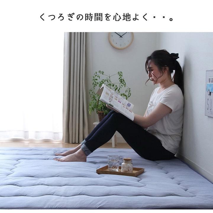 ラグ こたつ敷き布団 正方形 夏用 冷感6層タイプ ブルー 約190×190cm6 