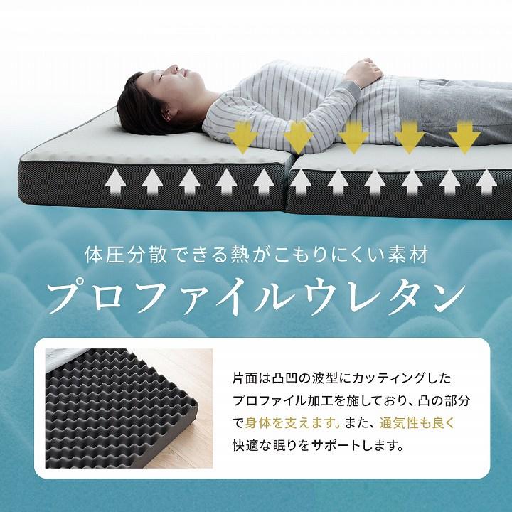 12月9日17時で店終い　　プロファイルウレタンセミダブル　カバー付き ふんわりマットレス 115×195×12cm マットレス セミダブル 三つ折り 高