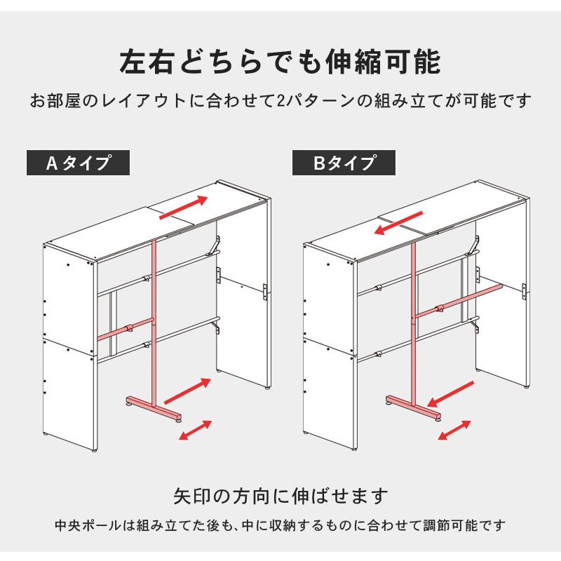 伸縮 クローゼット 幅118~195 ハンガーラック ワードローブ 大容量 省