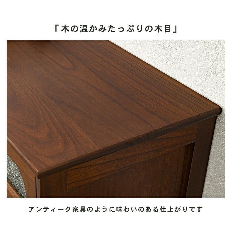 テレビ台 ローボード TV台 アンティーク調 フラップダウン扉 幅90cm テレビボード TVボード テレビラック 桐 天然木 完成品 レトロ おしゃれ ウォールナット風_5