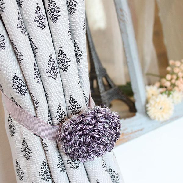 北欧柄 オーダーカーテン2枚組タッセル付き 2倍ひだ 形状記憶