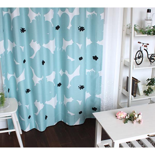 北欧柄　オーダーカーテン2枚組タッセル付き　2倍ひだ　形状記憶加工 curtains_y10348-o2h-70-01