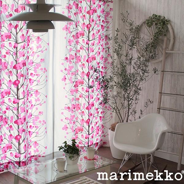 marimekko マリメッコ｜ルミマルヤ 北欧 カーテン フラット オーダーサイズ プレミアム縫製(1枚) 綿100％ 花柄 フラワー ピンク｜curtains