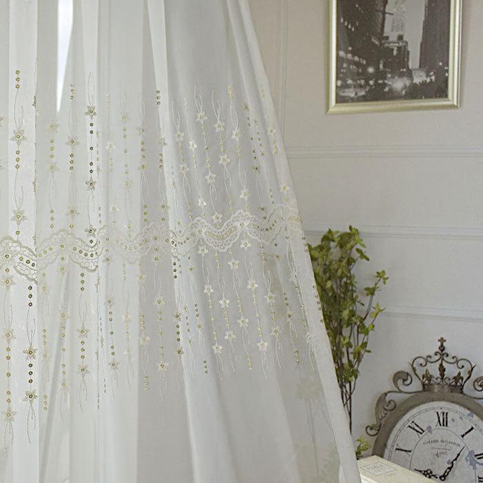 トルコレースカーテン｜スパンコール オーダーサイズ2倍ヒダ