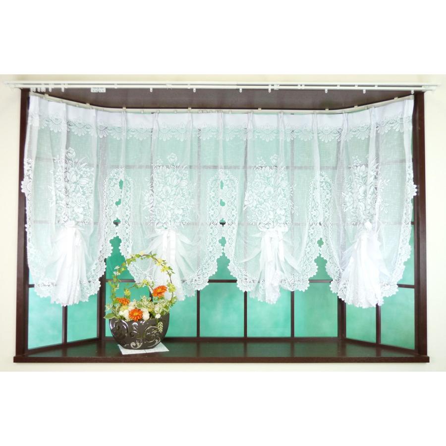 カーテン 出窓用 レースカーテン ホワイト 花柄 ピーコックスタイル